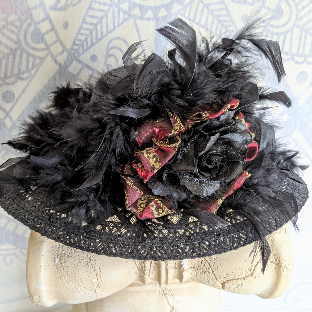 Black rose feather hat